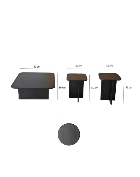 3 Tables basses Blues noires
