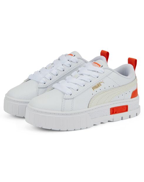 Baskets Mayze Lth blanc/orange