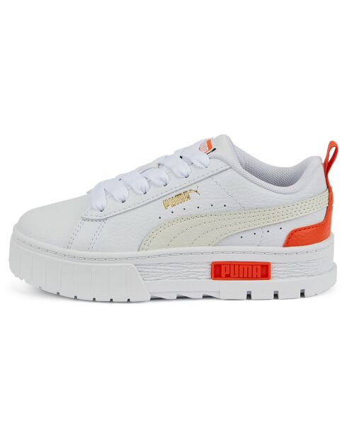 Baskets Mayze Lth blanc/orange