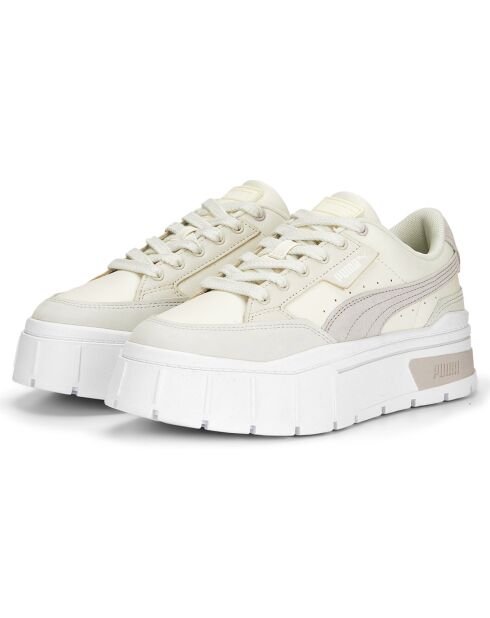 Baskets en Cuir Mayze Stack Luxe blanc/beige
