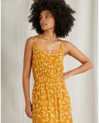 Robe en Crêpe Isadora imprimée jaune foncé