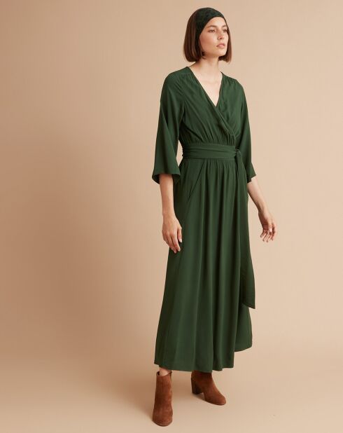 Donkergroene wikkeljurk