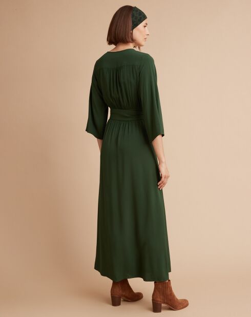 Donkergroene wikkeljurk