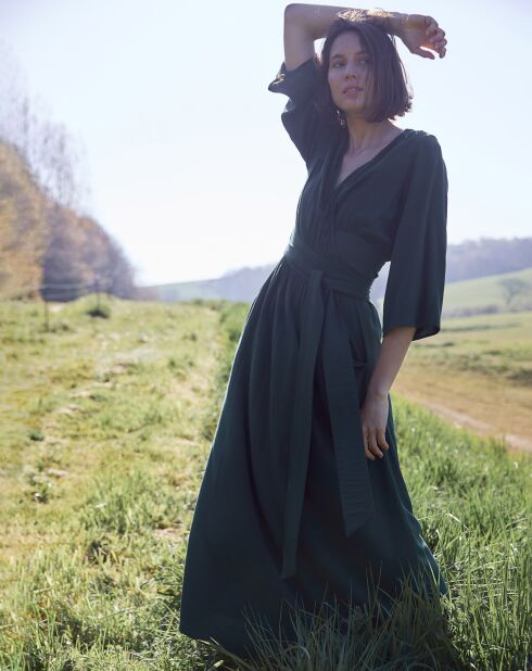 Donkergroene wikkeljurk