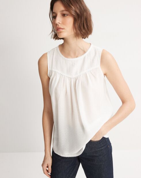 Top blanco estampado