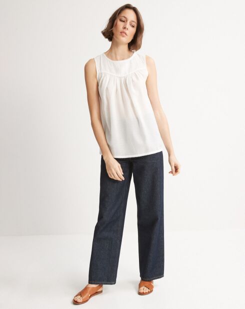 Top blanco estampado