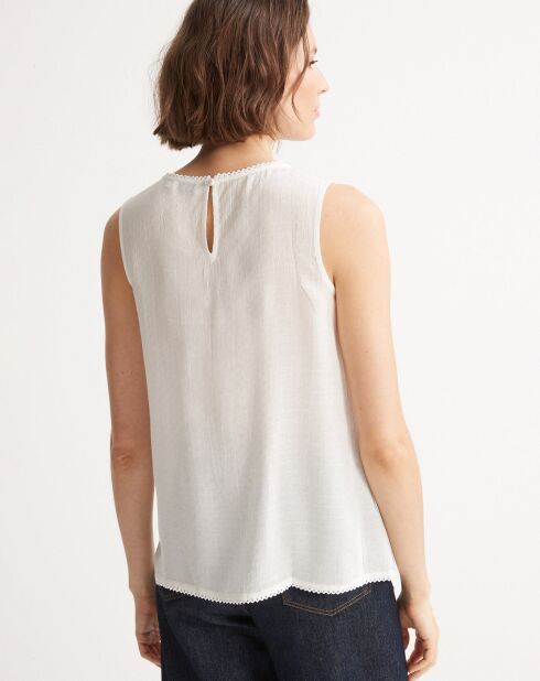 Top blanco estampado