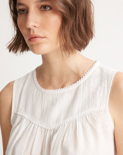 Top blanco estampado