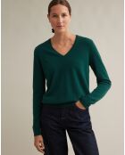 Grüner Pullover aus 100% Cashmere mit V-Ausschnitt