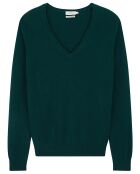 Grüner Pullover aus 100% Cashmere mit V-Ausschnitt