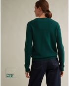 Grüner Pullover aus 100% Cashmere mit V-Ausschnitt