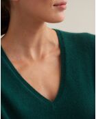 Grüner Pullover aus 100% Cashmere mit V-Ausschnitt