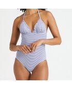 Maillot de bain rayé 1 pièce bleu