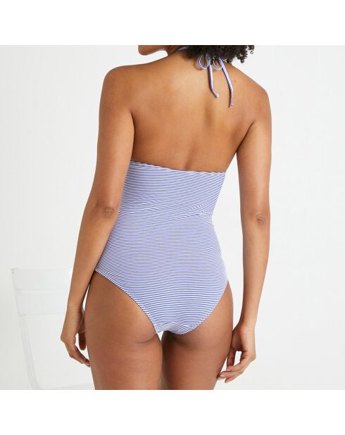 Maillot de bain rayé 1 pièce bleu