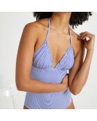 Maillot de bain rayé 1 pièce bleu