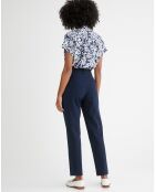 Pantalon cigarette Seersucker bleu foncé