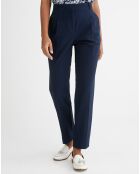 Pantalon cigarette Seersucker bleu foncé