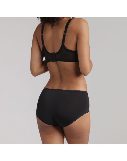 Zwarte beugelbeha voor dames met gekruiste hartjes van gerecycled materiaal
