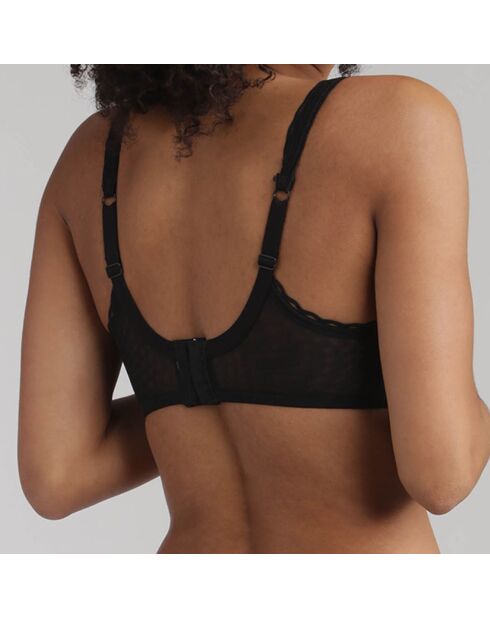 Zwarte beugelbeha voor dames met gekruiste hartjes van gerecycled materiaal