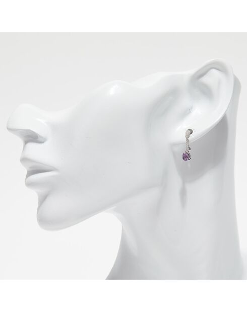 Orecchini Lilona in oro bianco con diamanti 0,04 ct e ametiste 0,57 ct