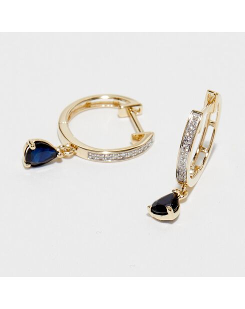 Ohrringe aus 0,03 ct Diamant und 0,64 ct Saphiren aus Gelbgold