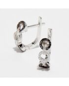 Oorbellen diamanten 0,08 ct en zwarte diamanten 0,11 kt witgoud