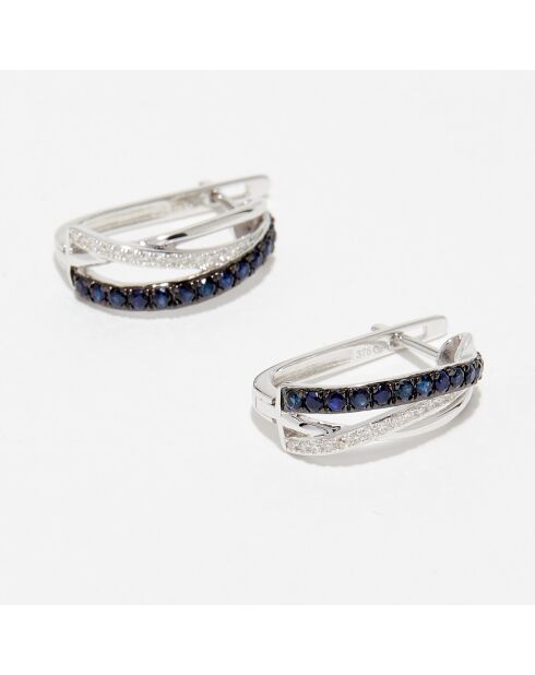 Ohrhänger Diamanten 0,08 ct und Saphire 0,43 ct Weißgold
