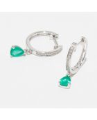 Boucles d'oreilles Juria Diamants 0.03 ct & Emeraudes 0.54 ct or blanc