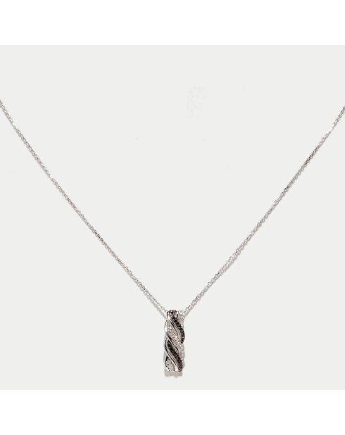 Ciondolo con diamante Loe da 0,08 ct e diamanti neri in oro bianco da 0,10 ct