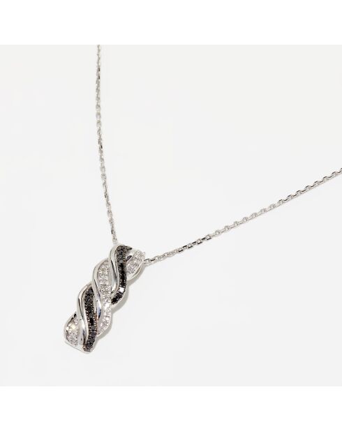 Ciondolo con diamante Loe da 0,08 ct e diamanti neri in oro bianco da 0,10 ct