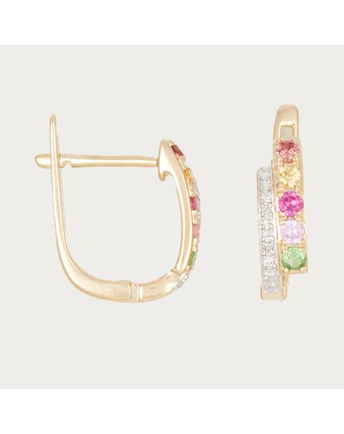 Daniala Ohrringe mit Diamanten 0,05 und gemischten Steinen aus 0,30 Karat Gelbgold