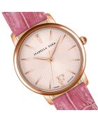 Montre Juliet en Cuir & Diamant rose