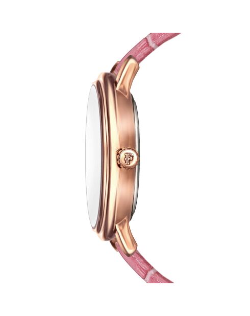 Montre Juliet en Cuir & Diamant rose
