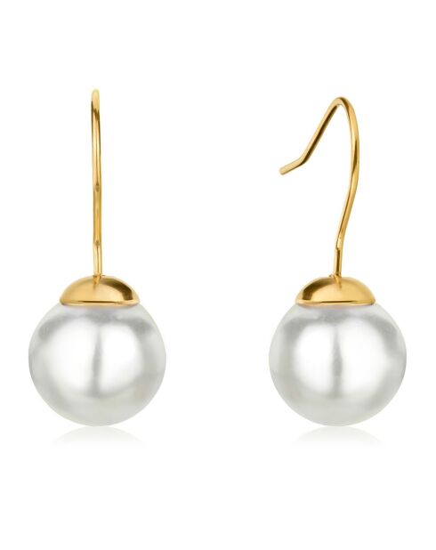 Boucles d'oreilles Daphné en Acier doré & Perle