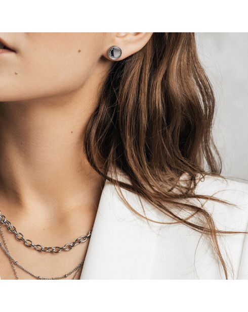 Parure Alyssa Collier, Bracelet & Boucles d'oreilles en Acier argenté et Perle