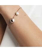 Parure Bracelet & Boucles d'oreilles Sabrina en Acier rose doré et Perle