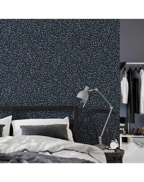 Papier Peint Spring bleu doré/blanc - 53x1000 cm