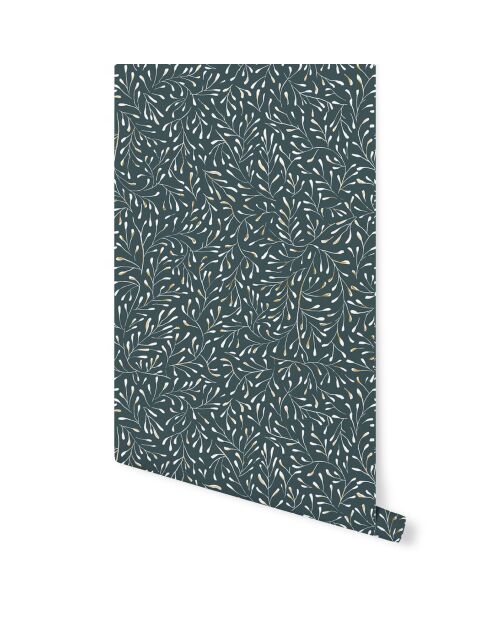 Papier Peint Spring bleu doré/blanc - 53x1000 cm