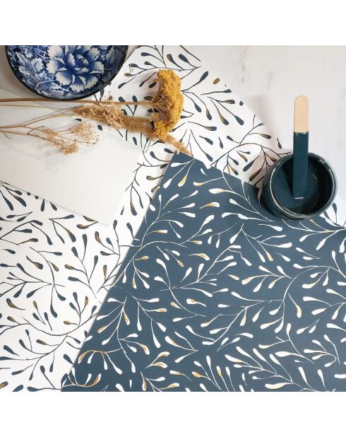 Papier Peint Spring bleu doré/blanc - 53x1000 cm