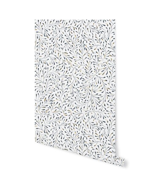 Papier Peint Spring blanc doré/bleu - 53x1000 cm
