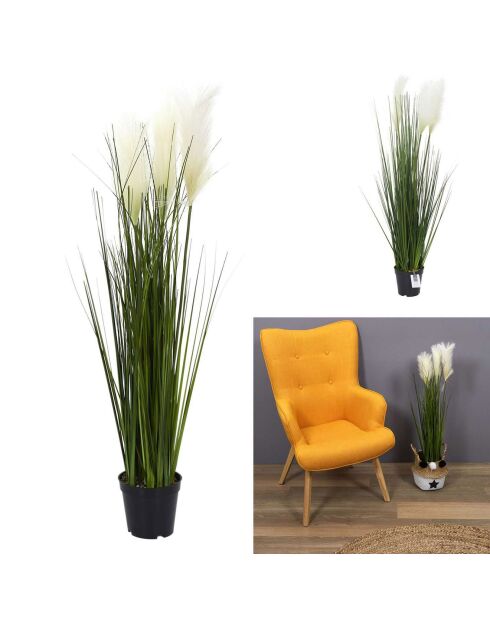 Herbe et Pampa artificiel vert/blanc - 13x90x13 cm