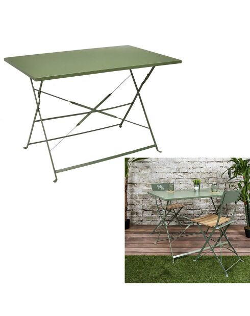 Table de repas pliante Palerme vert/kaki - 110x71x70 cm
