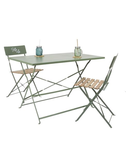 Table de repas pliante Palerme vert/kaki - 110x71x70 cm