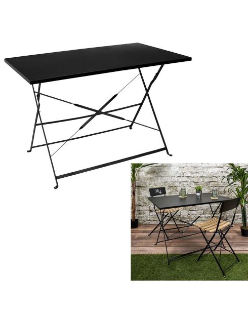 Table de repas pliante Palerme noire - 110x71x70 cm