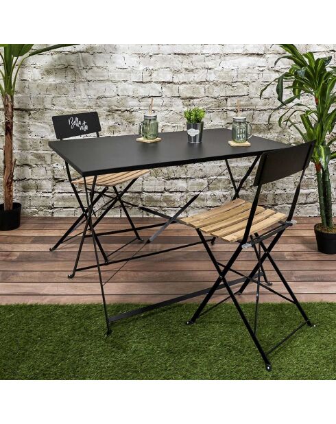 Table de repas pliante Palerme noire - 110x71x70 cm