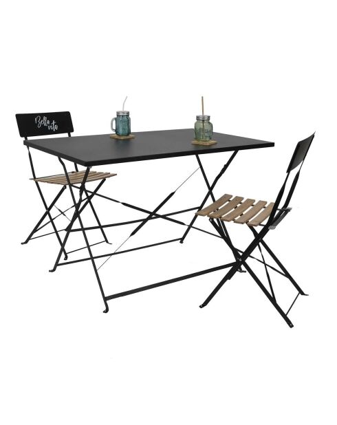 Table de repas pliante Palerme noire - 110x71x70 cm