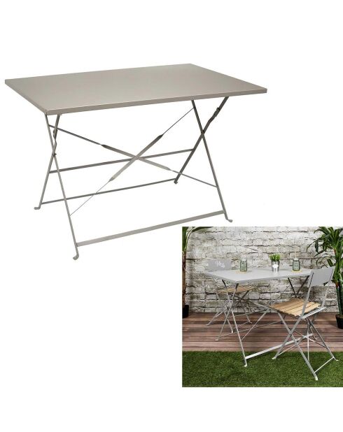 Table de repas pliante Palerme taupe - 110x71x70 cm