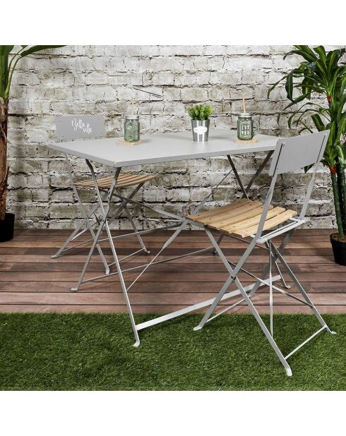 Table de repas pliante Palerme taupe - 110x71x70 cm