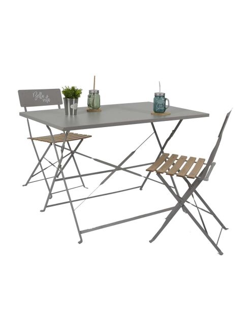Table de repas pliante Palerme taupe - 110x71x70 cm