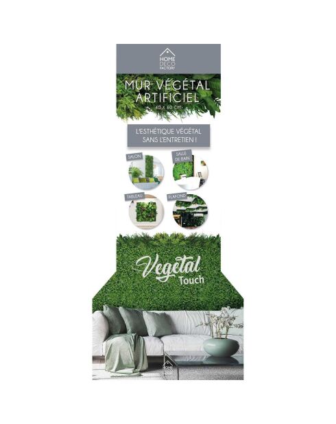Mur végétal artificiel vert - 60x40 cm